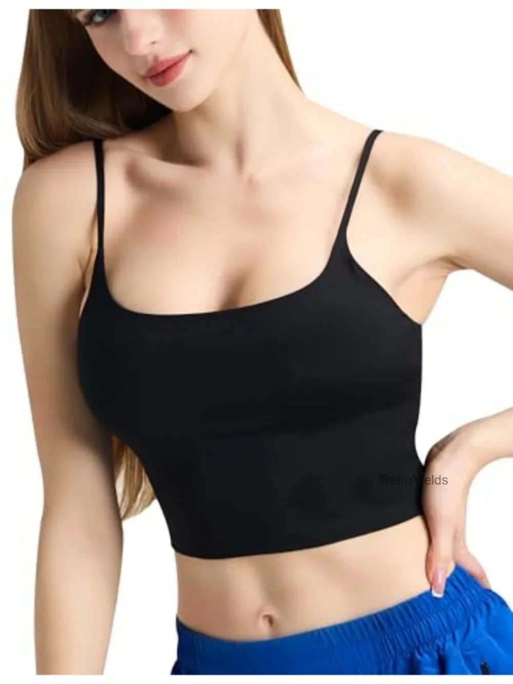 Women's Padded Longline Sports Bra Tank Top Adjustable Straps